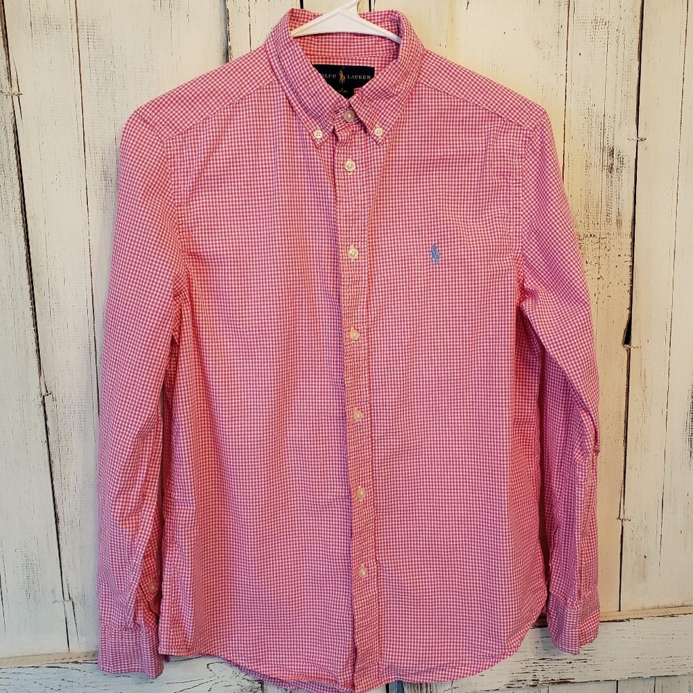 Ralph Lauren Boys Pink Plaid Shirt 14/16